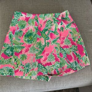 Lilly Pulitzer Pink and Green Leaf Print Skirt